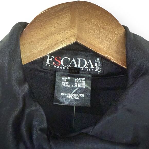 NEW Escada Black Silk Blouse Womens Size 38 US 8 Vintage 80s 90s Luxury Designer - Picture 3 of 12